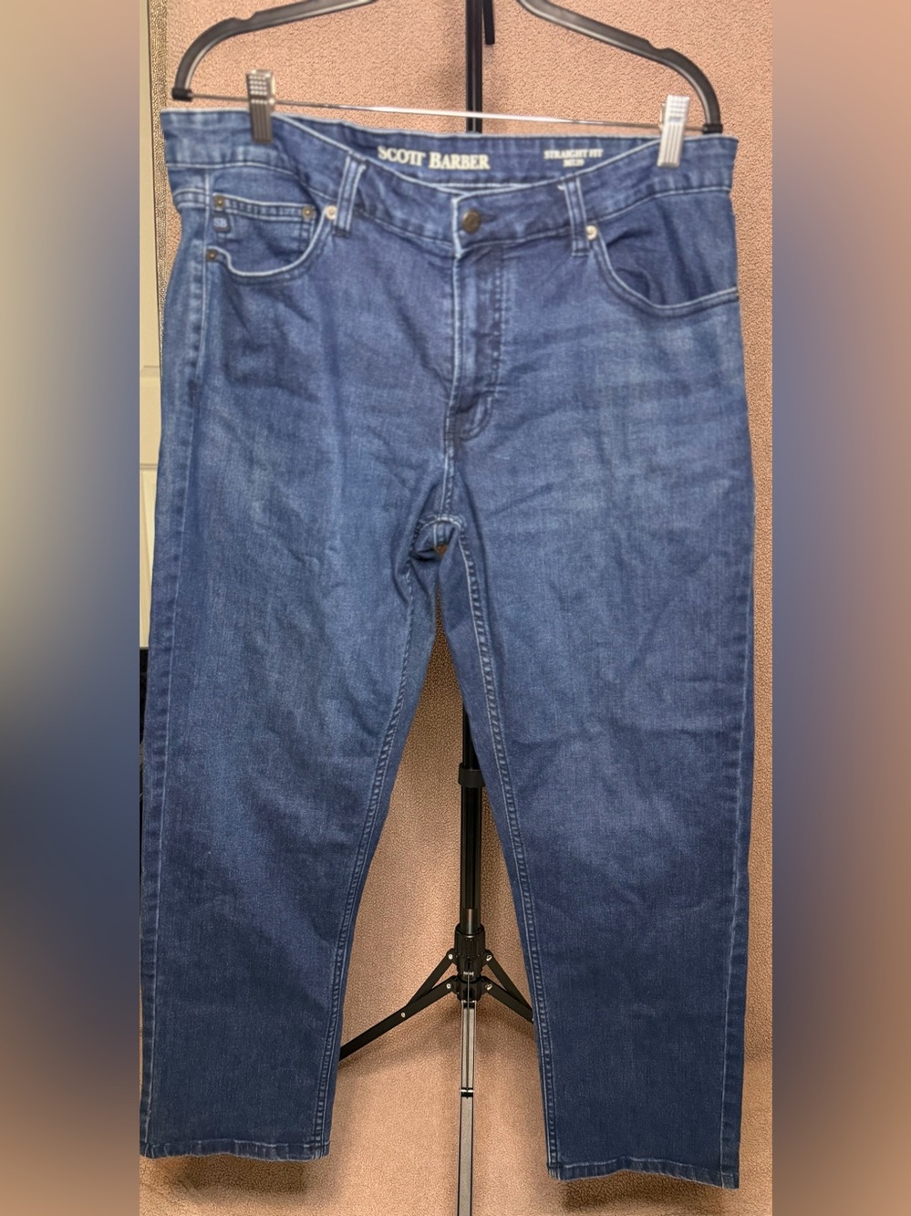 Scott Barber Men’s Straight Fit Jeans 36x29 Medium Blue Wash Denim